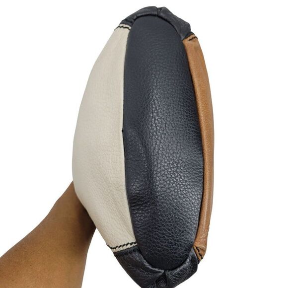 The Sak Leather Crossbody Messenger Satchel Color Blocked Cream Brown Black - Picture 13 of 16